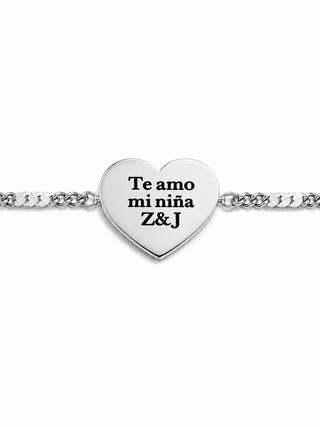 Pulsera personalizada ajustable de corazón