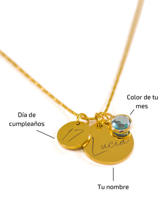 Collar Personalizado con Cristal de Cumpleaños