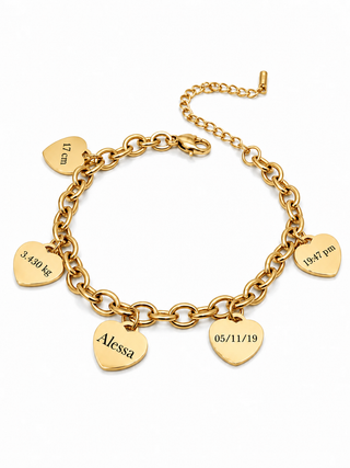 Pulsera personalizada con corazones